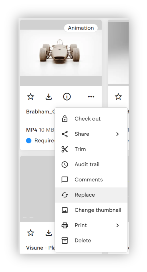 Context menu; replacing asset in KeyShot Hub
